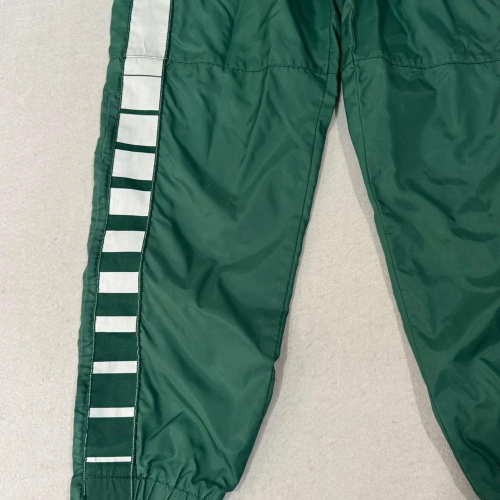 Adidas Track Pants Mens S Green Vintage Elastic Waist Tapered Leg Striped Trim